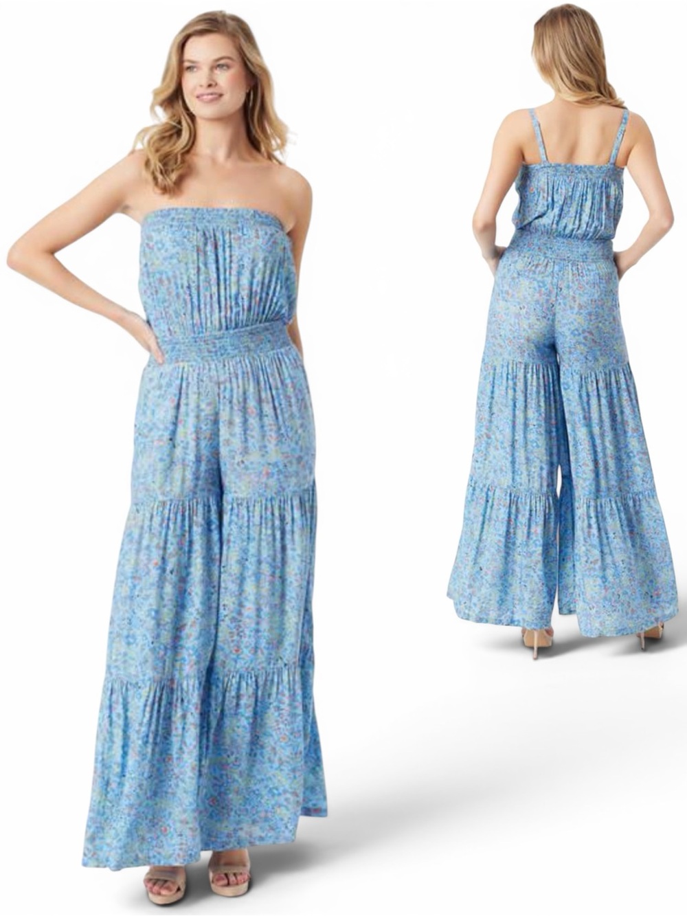 Jessica Simpson Women’s Devyn Floral Printed Tiered Jumpsuit